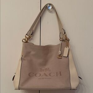 Coach Tan and Cream Shoulder Bag